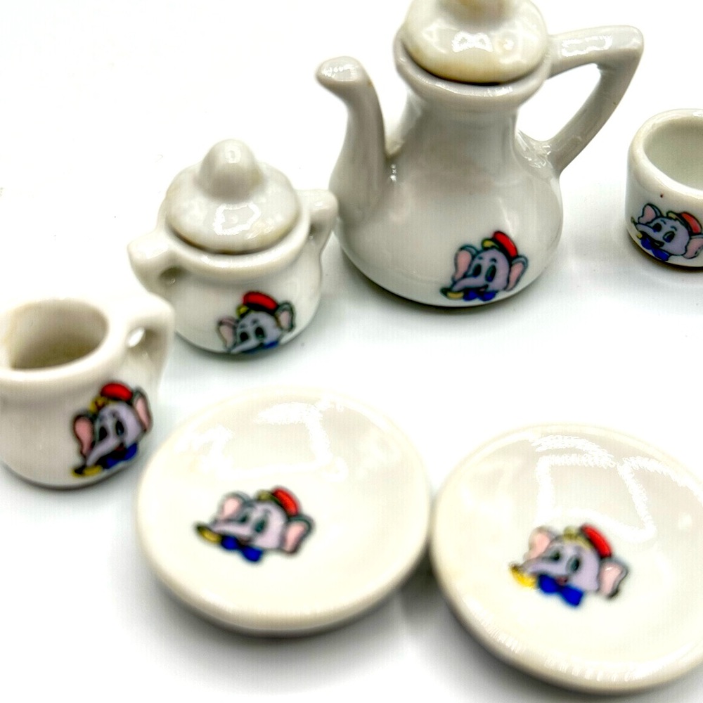 Vintage Miniature Porcelain Elephant Tea Set.